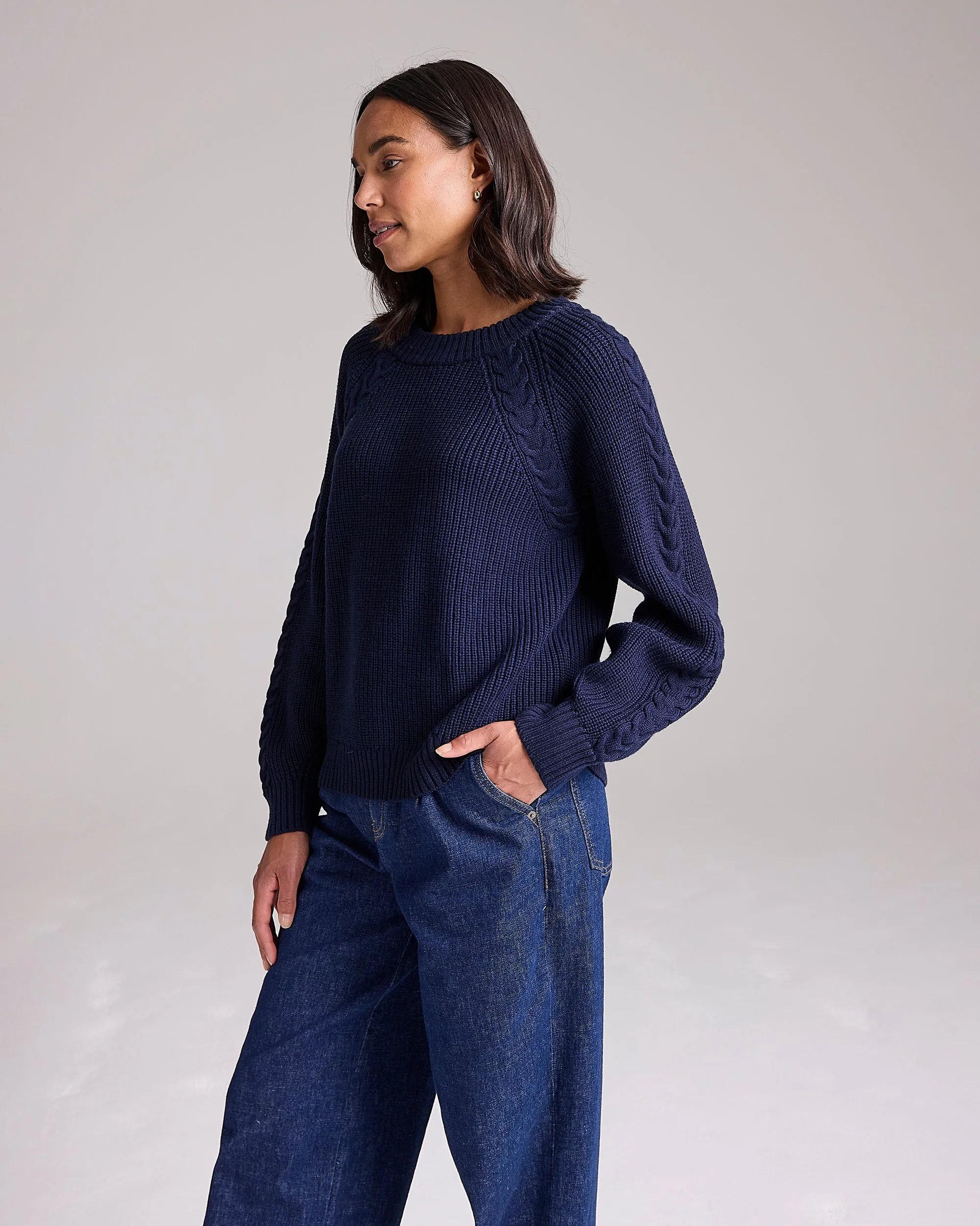 Dawn Merino Jumper in Navy by Cape Cove