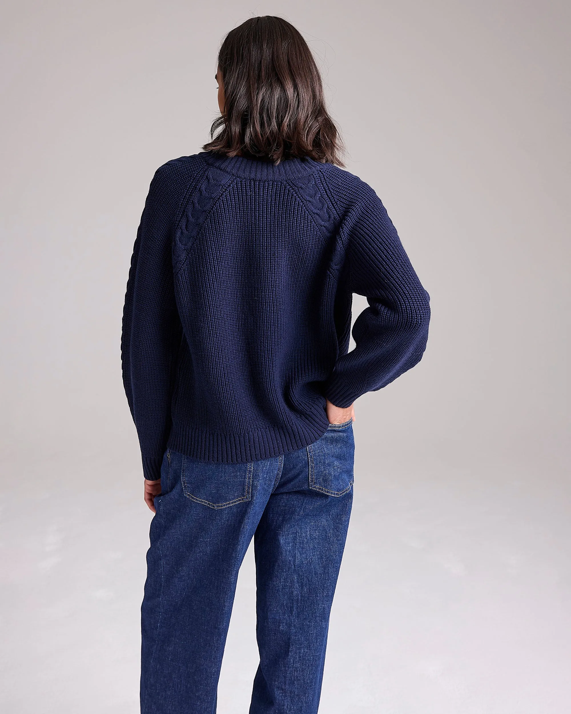 Dawn Merino Jumper in Navy by Cape Cove