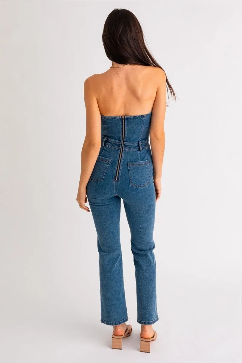 Denim Strapless Jumpsuit