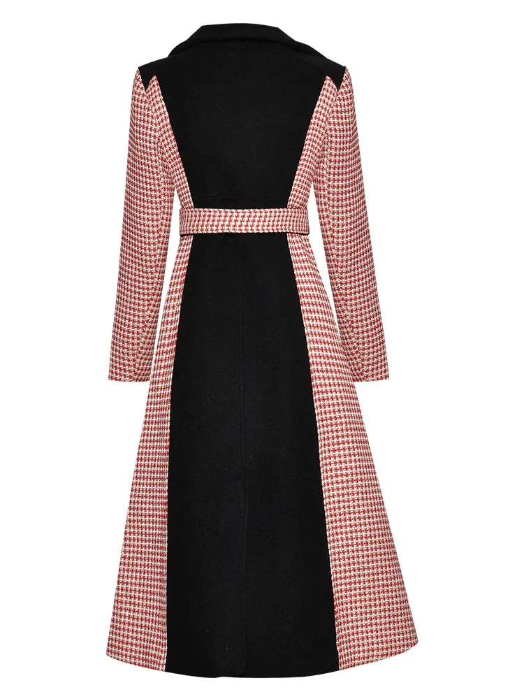 Double Breasted Houndstooth Overcoat