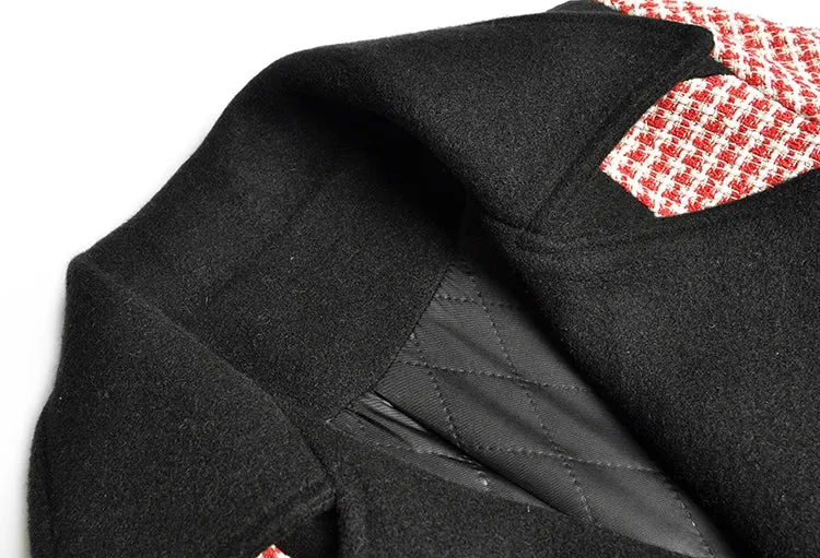 Double Breasted Houndstooth Overcoat