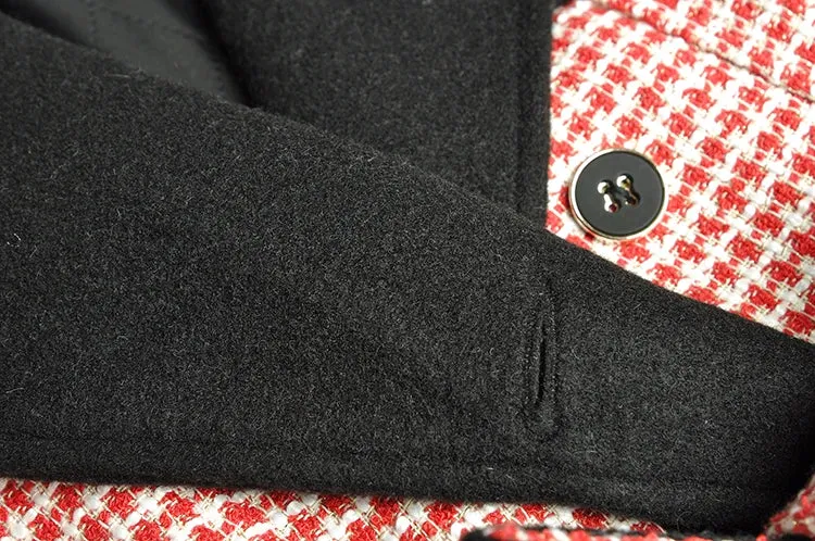 Double Breasted Houndstooth Overcoat