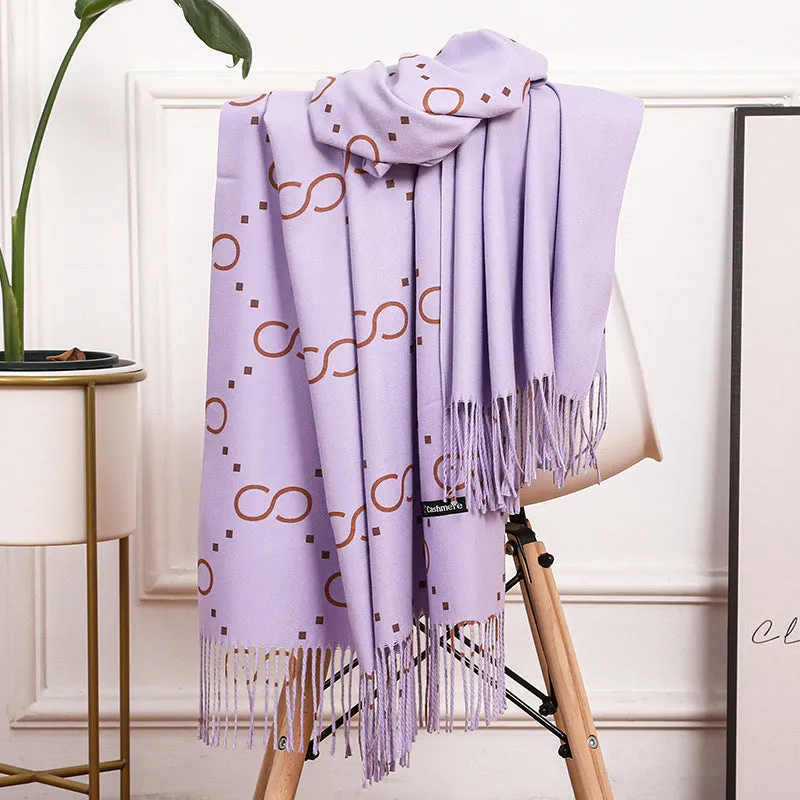 Double Sided Cotton Scarf Women Winter Faux Cashmere Scarf Ladies Shawl