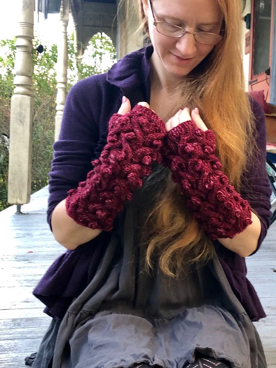 Dragon Cabled Gauntlets Knitting Pattern Dk or Worsted Weight