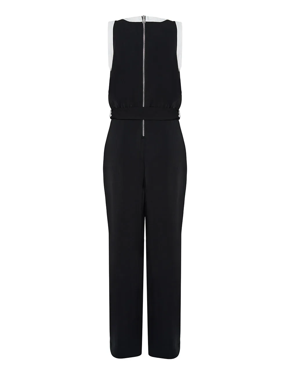 Drapey Crepe V-Neck Belted Jumpsuit