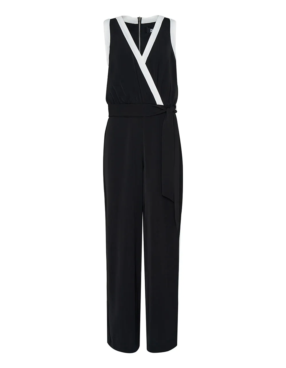 Drapey Crepe V-Neck Belted Jumpsuit