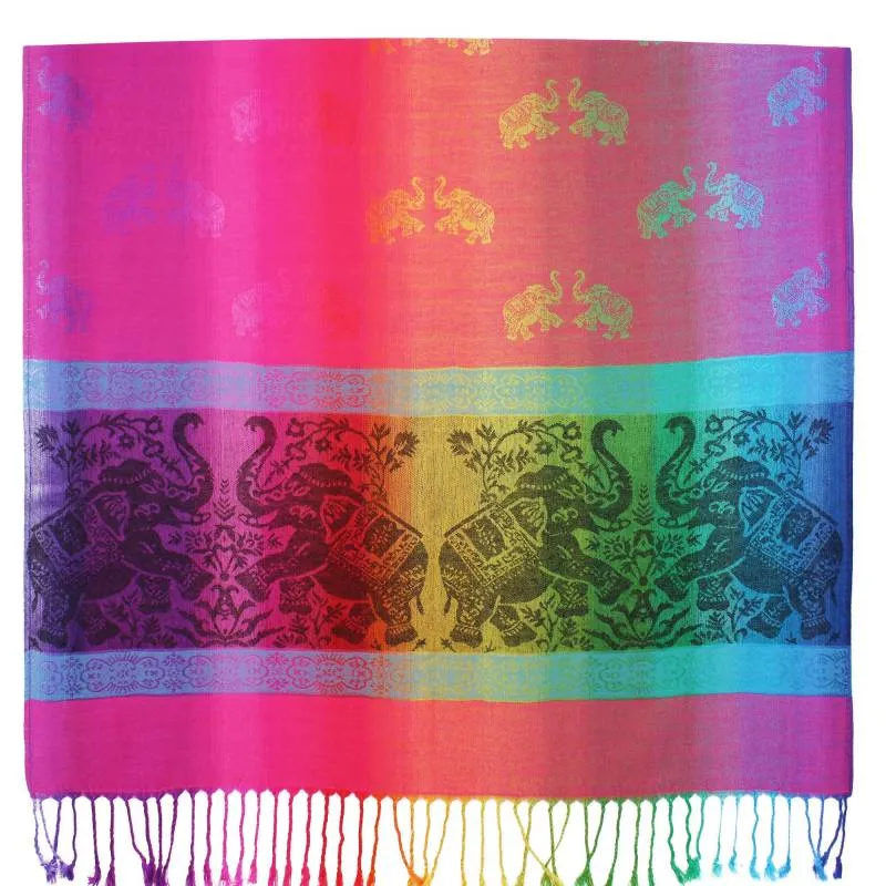 Elephants Colorful Pashmina Shawls 063