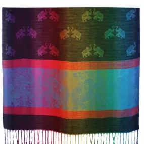 Elephants Colorful Pashmina Shawls 063