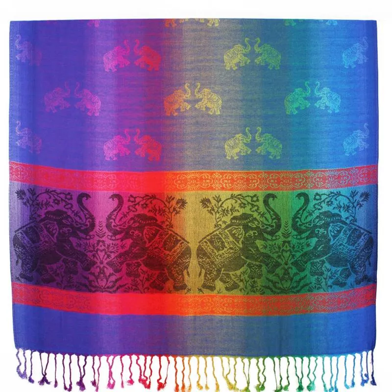 Elephants Colorful Pashmina Shawls 063