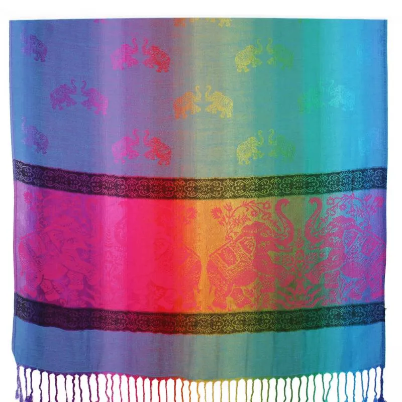 Elephants Colorful Pashmina Shawls 063