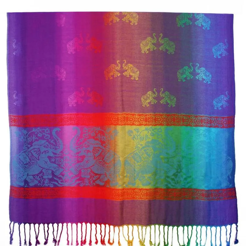 Elephants Colorful Pashmina Shawls 063