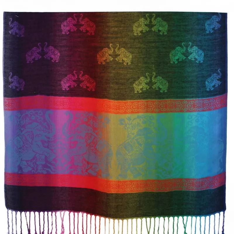 Elephants Colorful Pashmina Shawls 063