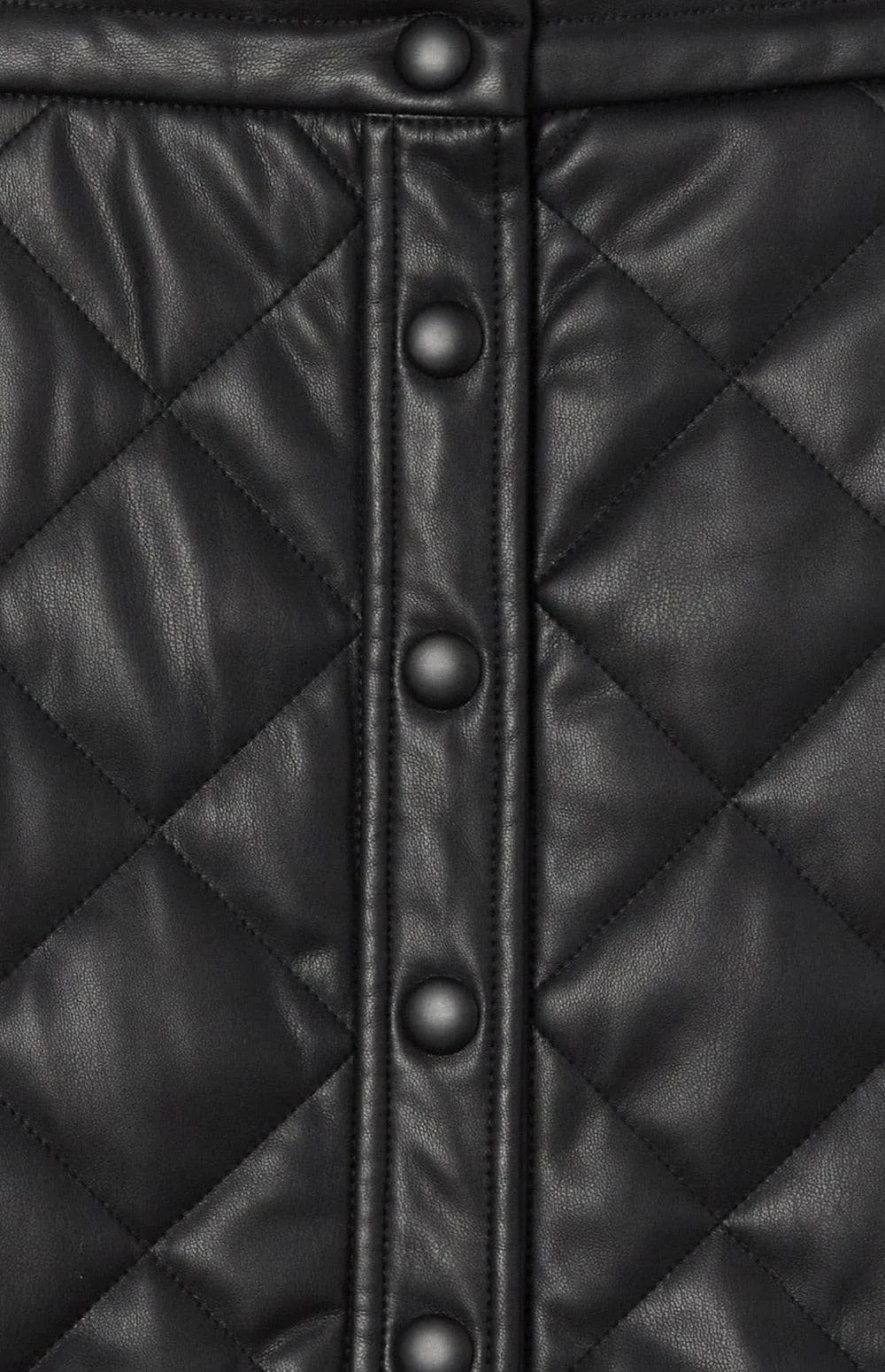 Emilia A-Line Quilted Mini Skirt | Black Faux Leather