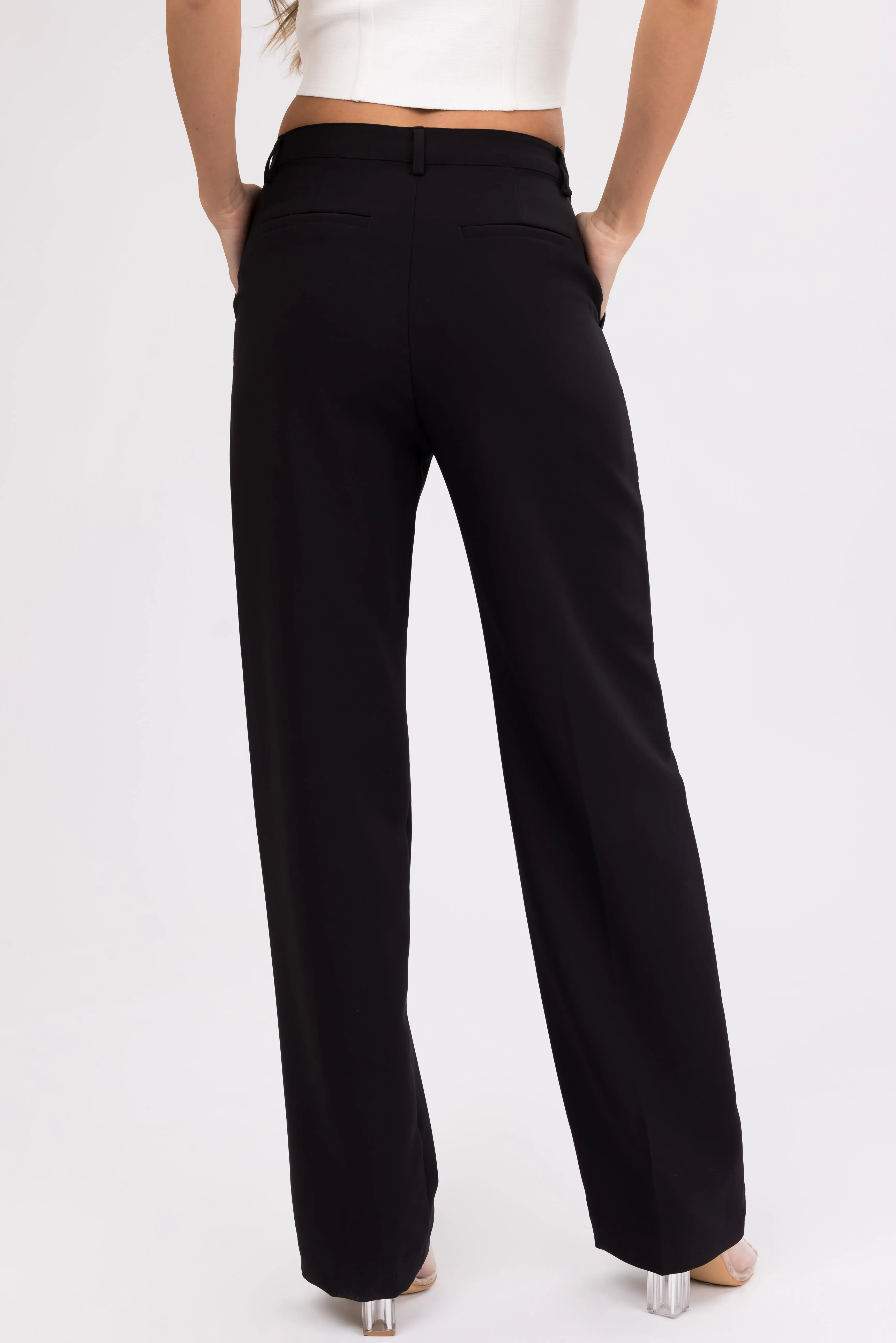 Emily Black Straight Leg Dress Pants