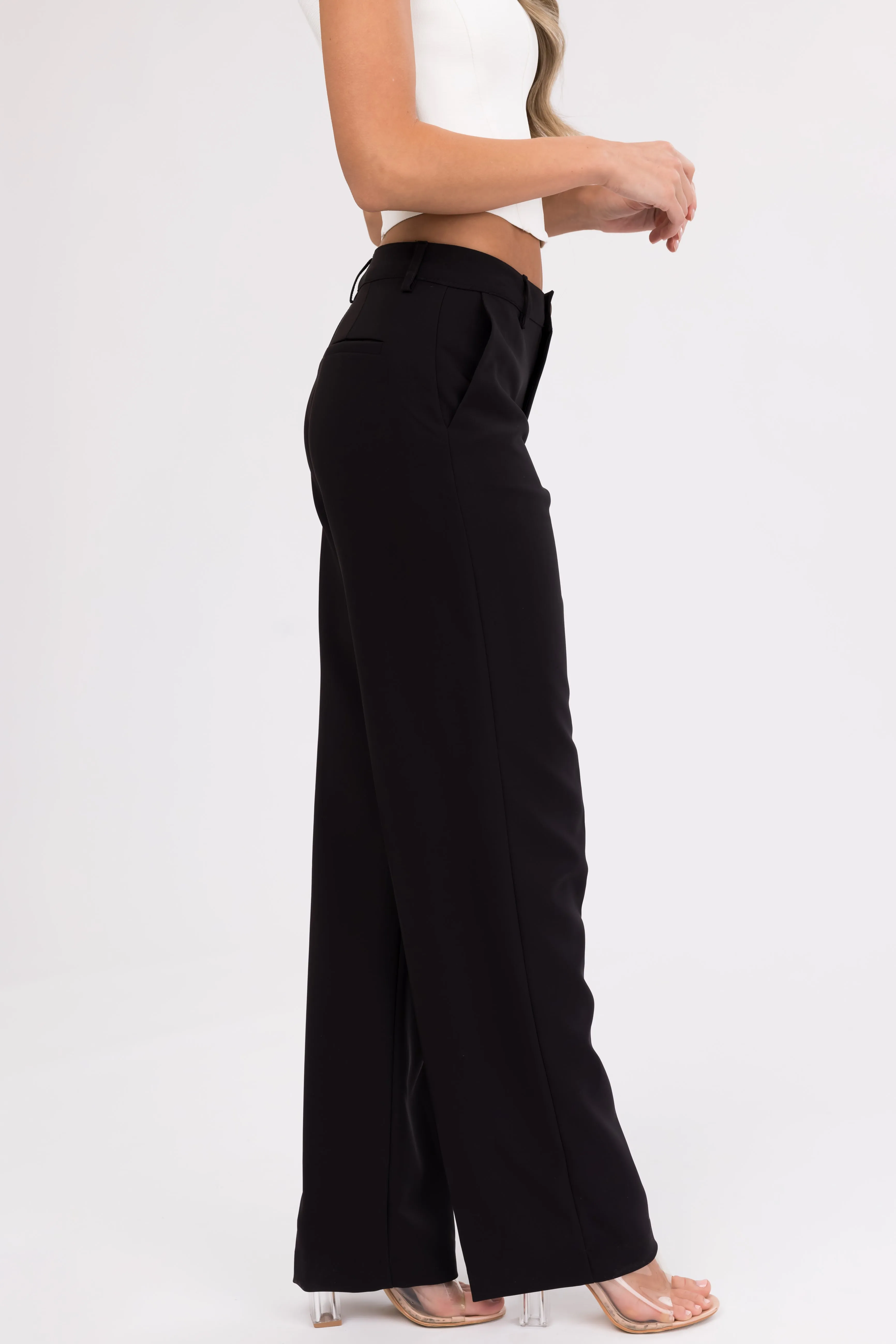 Emily Black Straight Leg Dress Pants