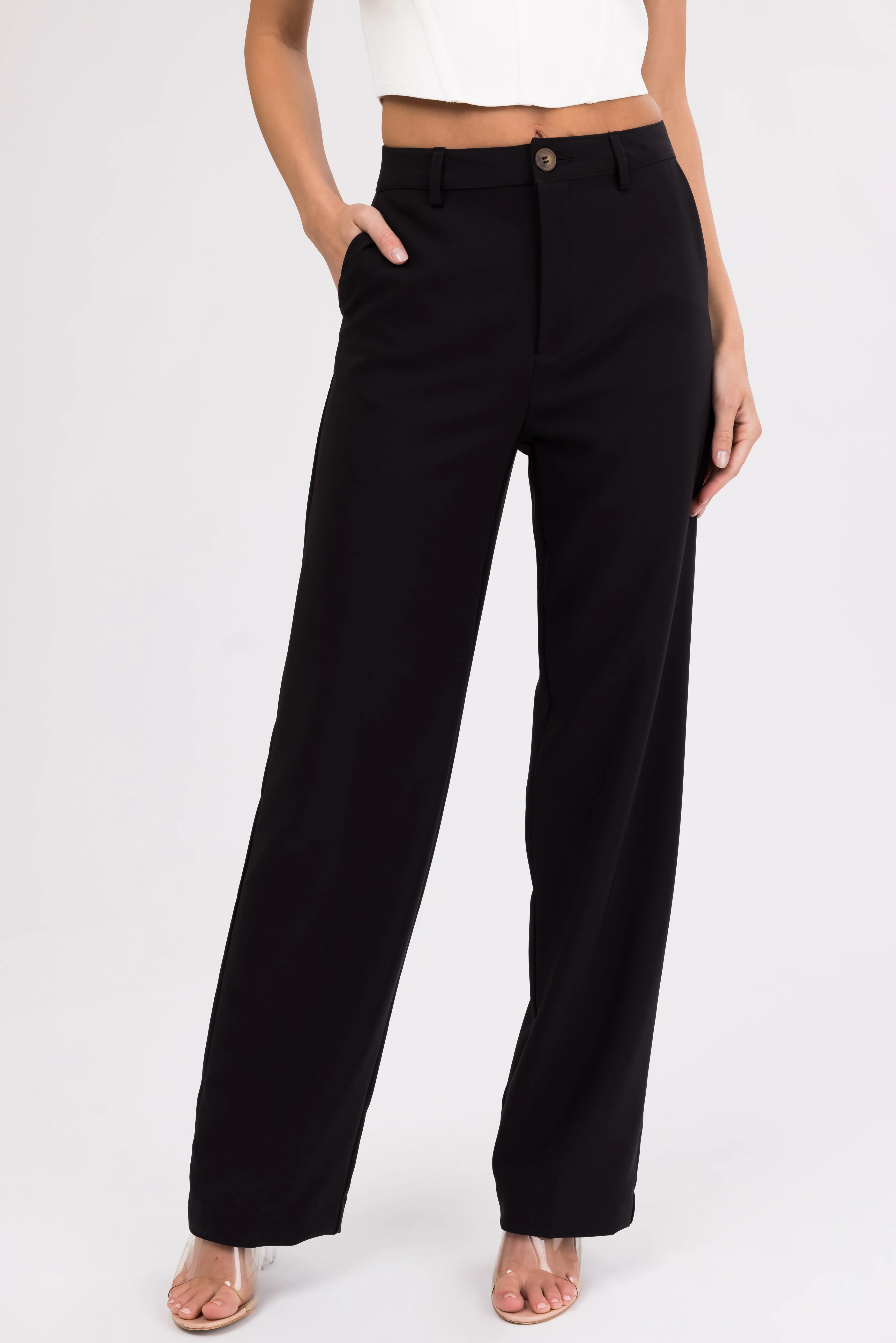 Emily Black Straight Leg Dress Pants