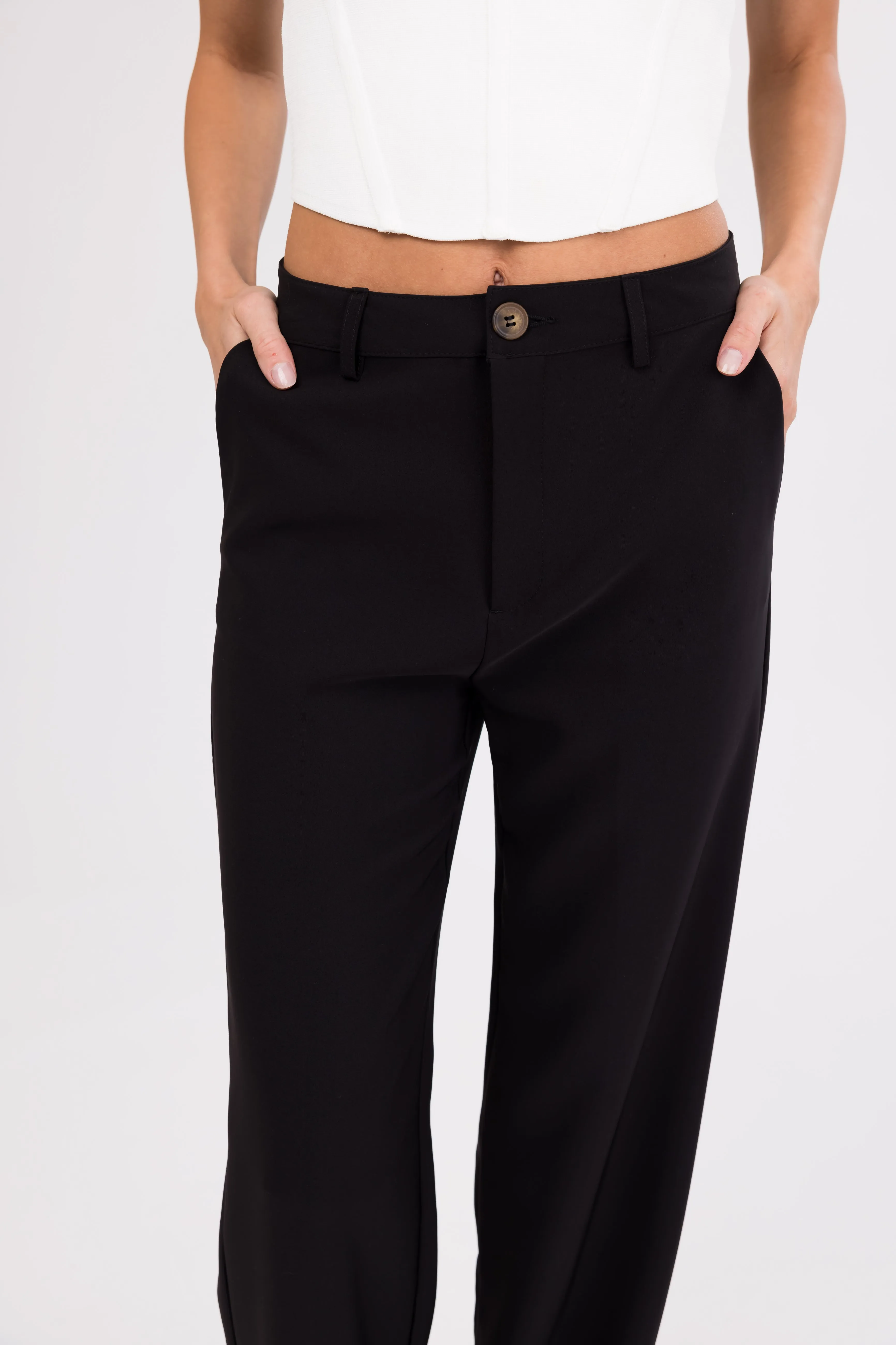 Emily Black Straight Leg Dress Pants