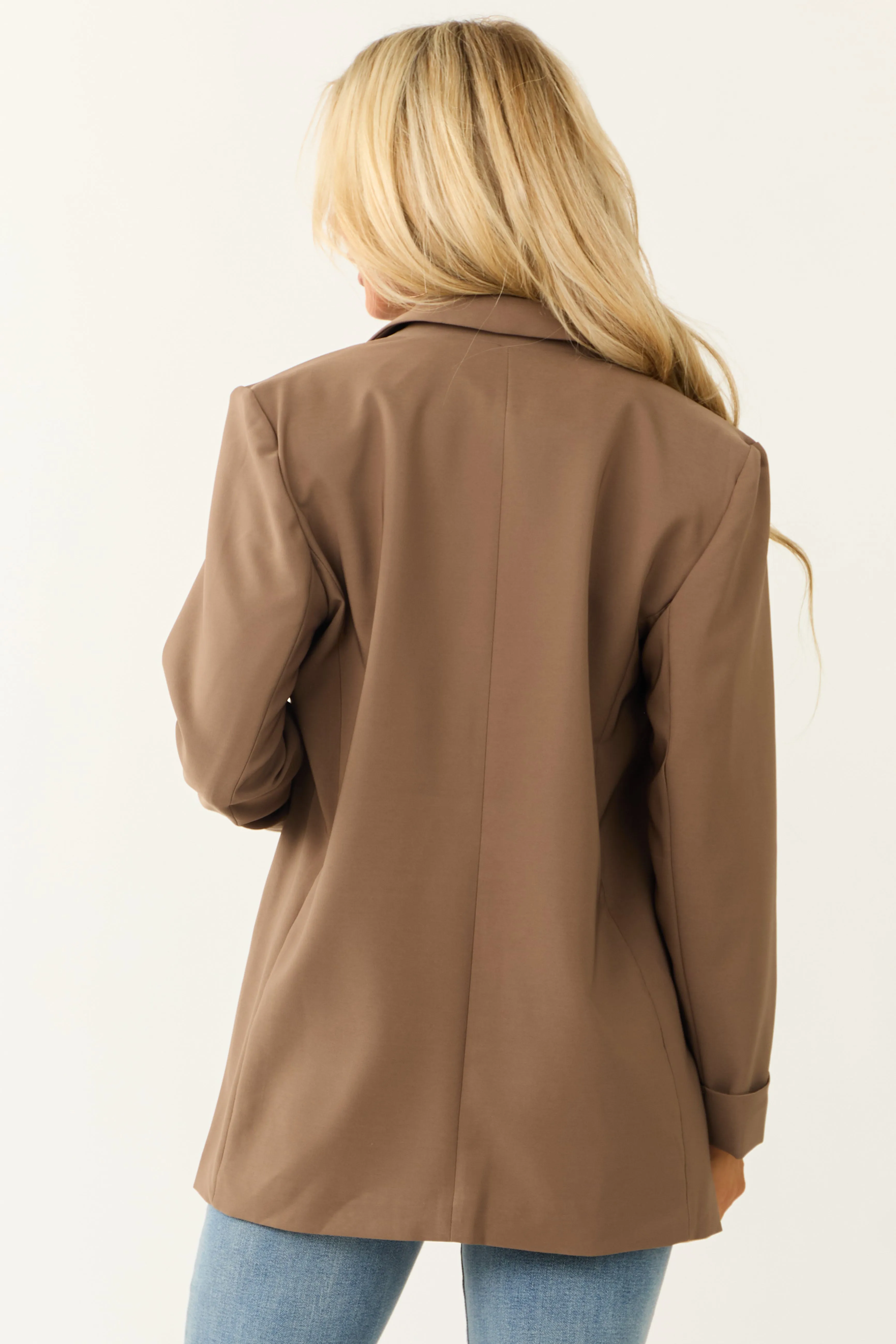 Emily Coffee Longline Open Blazer