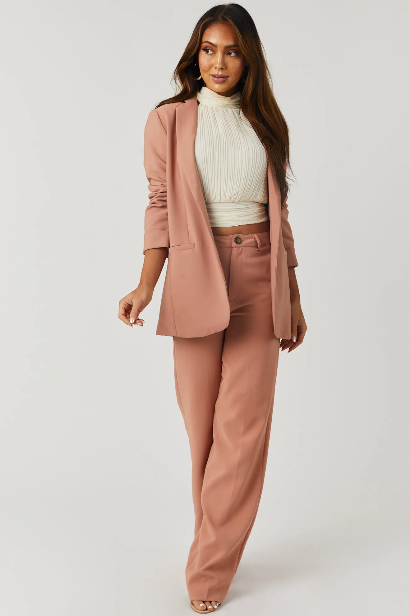 Emily Ginger Longline Open Blazer