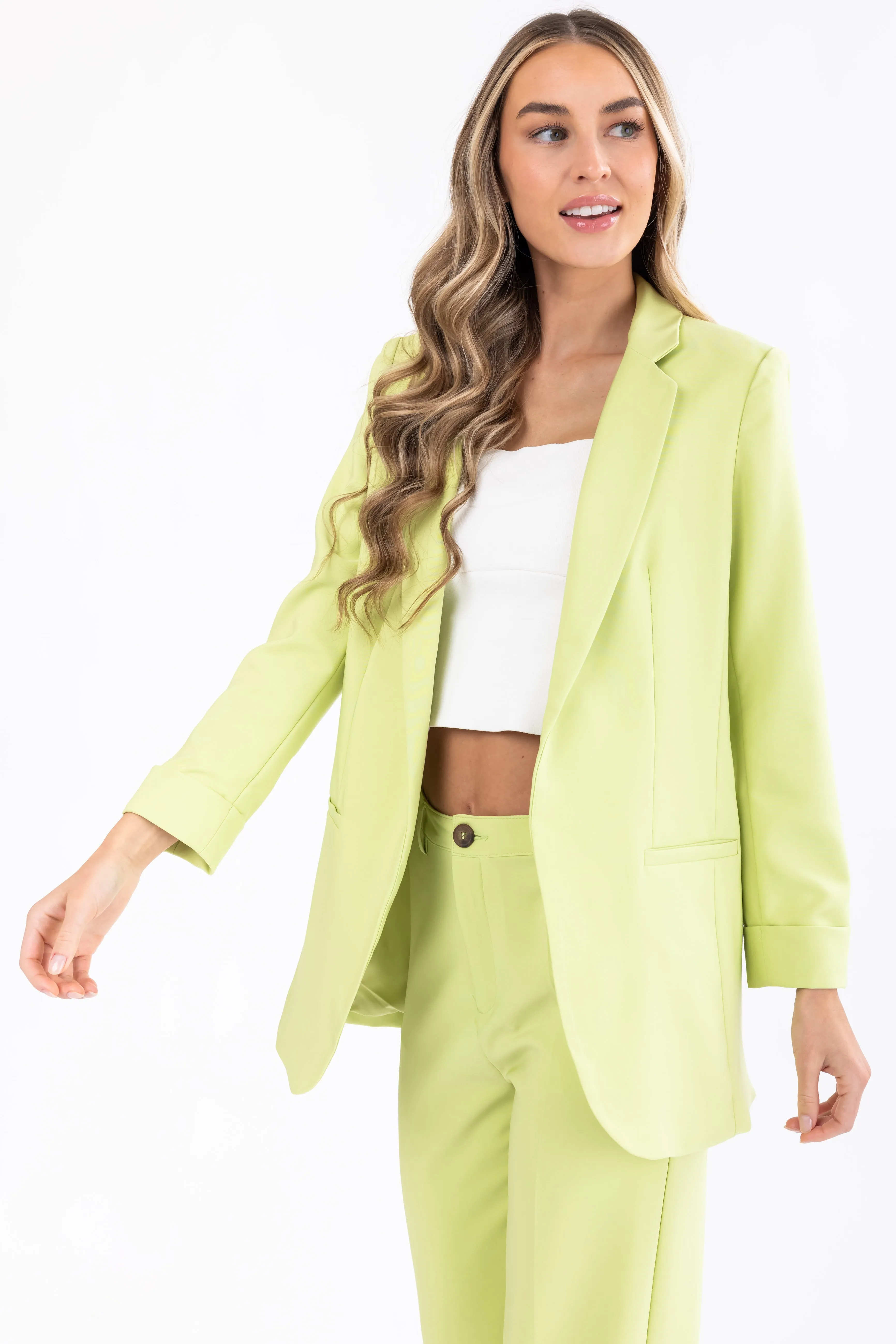 Emily Key Lime Longline Open Blazer