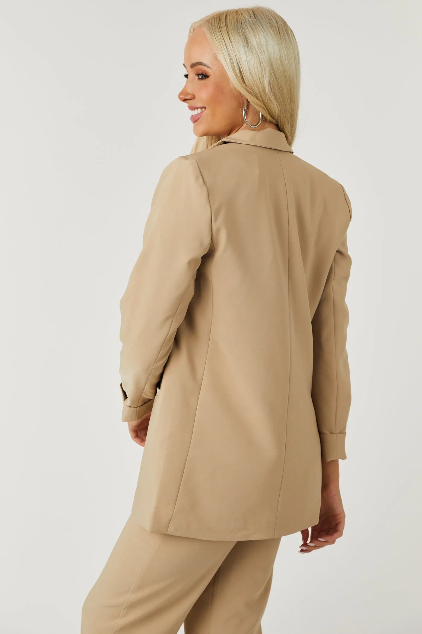 Emily Khaki Longline Open Blazer