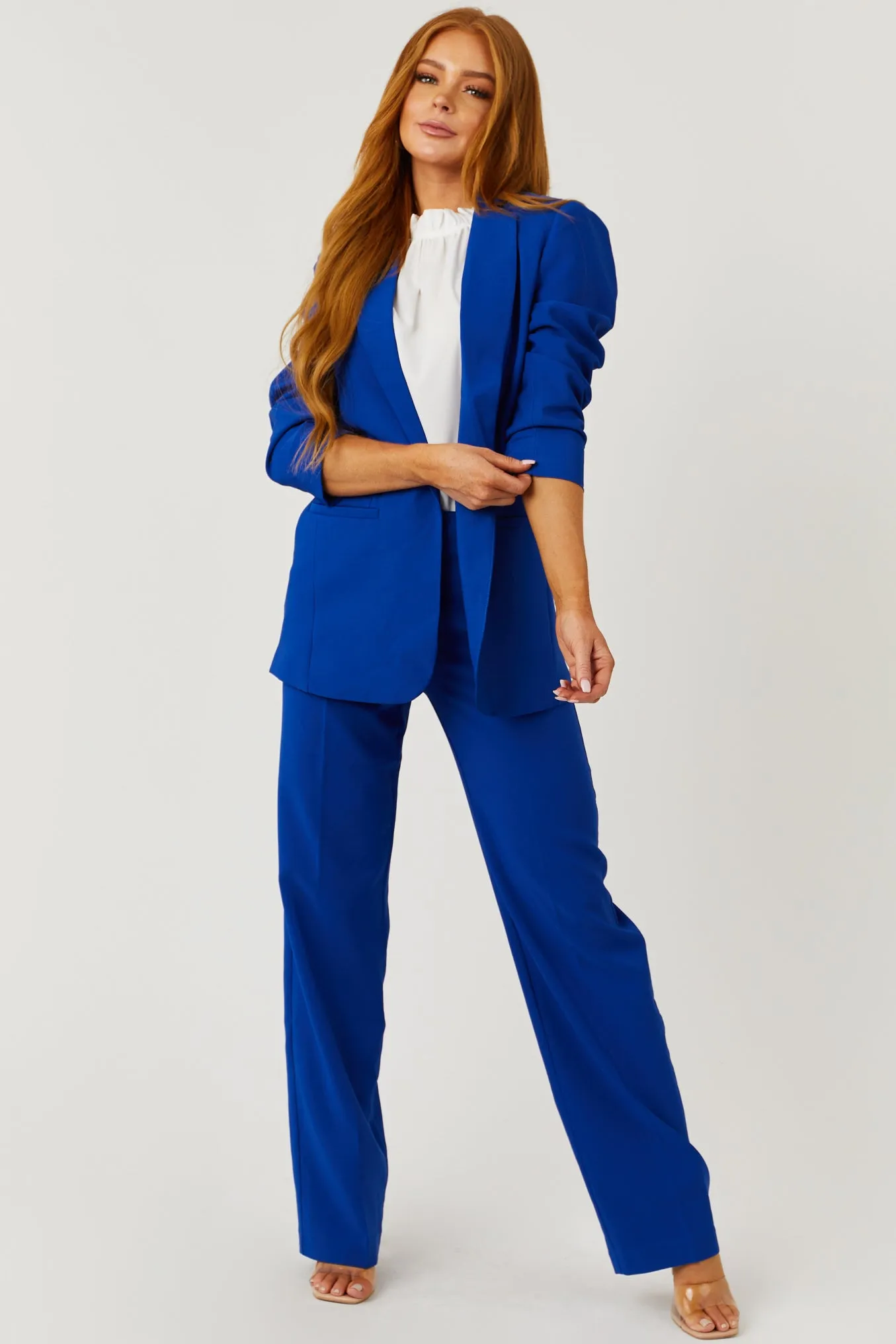 Emily Royal Blue Longline Open Blazer