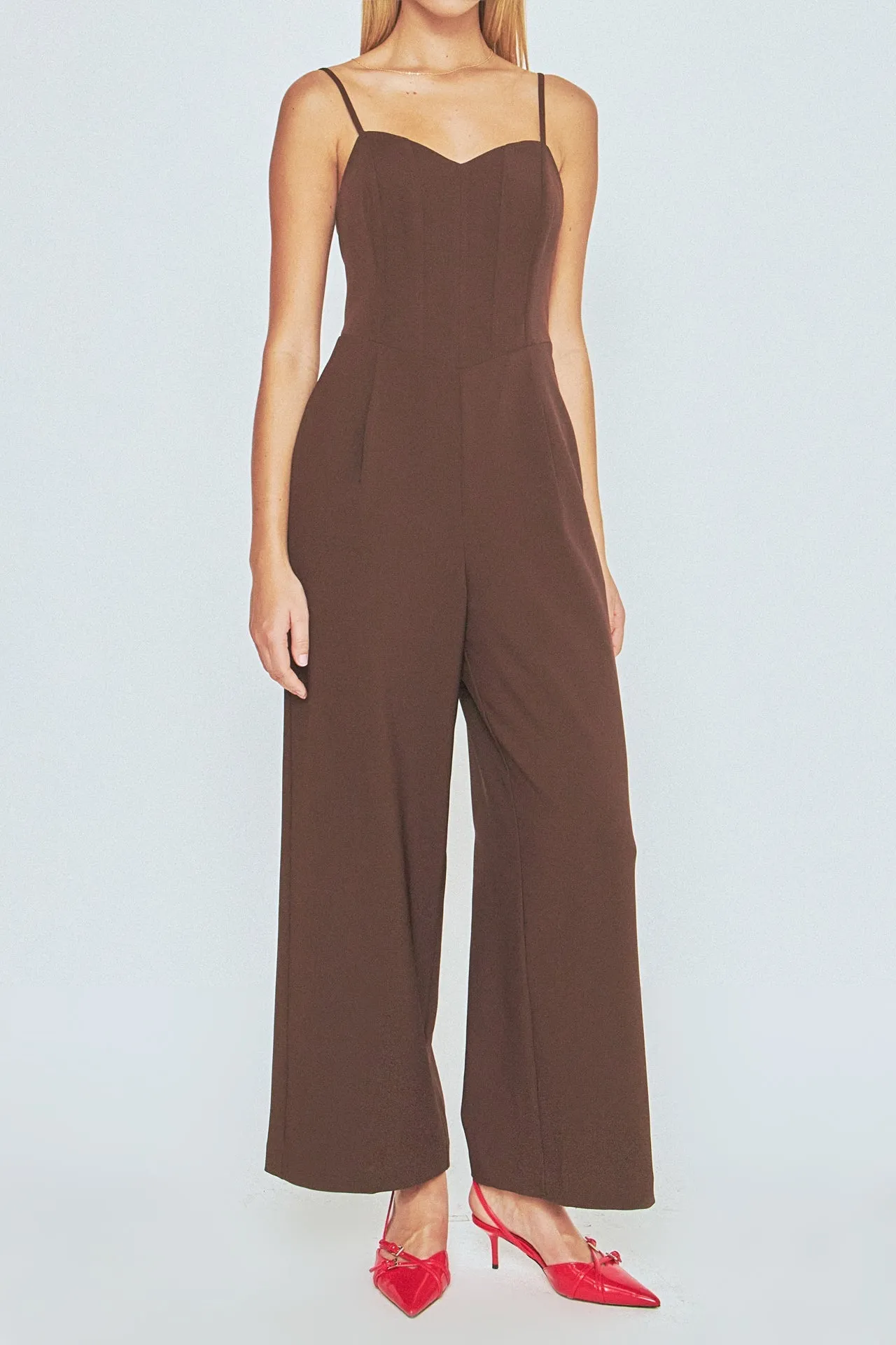 Endless Rose - Adjustable Bustier Wide Leg Jumpsuit