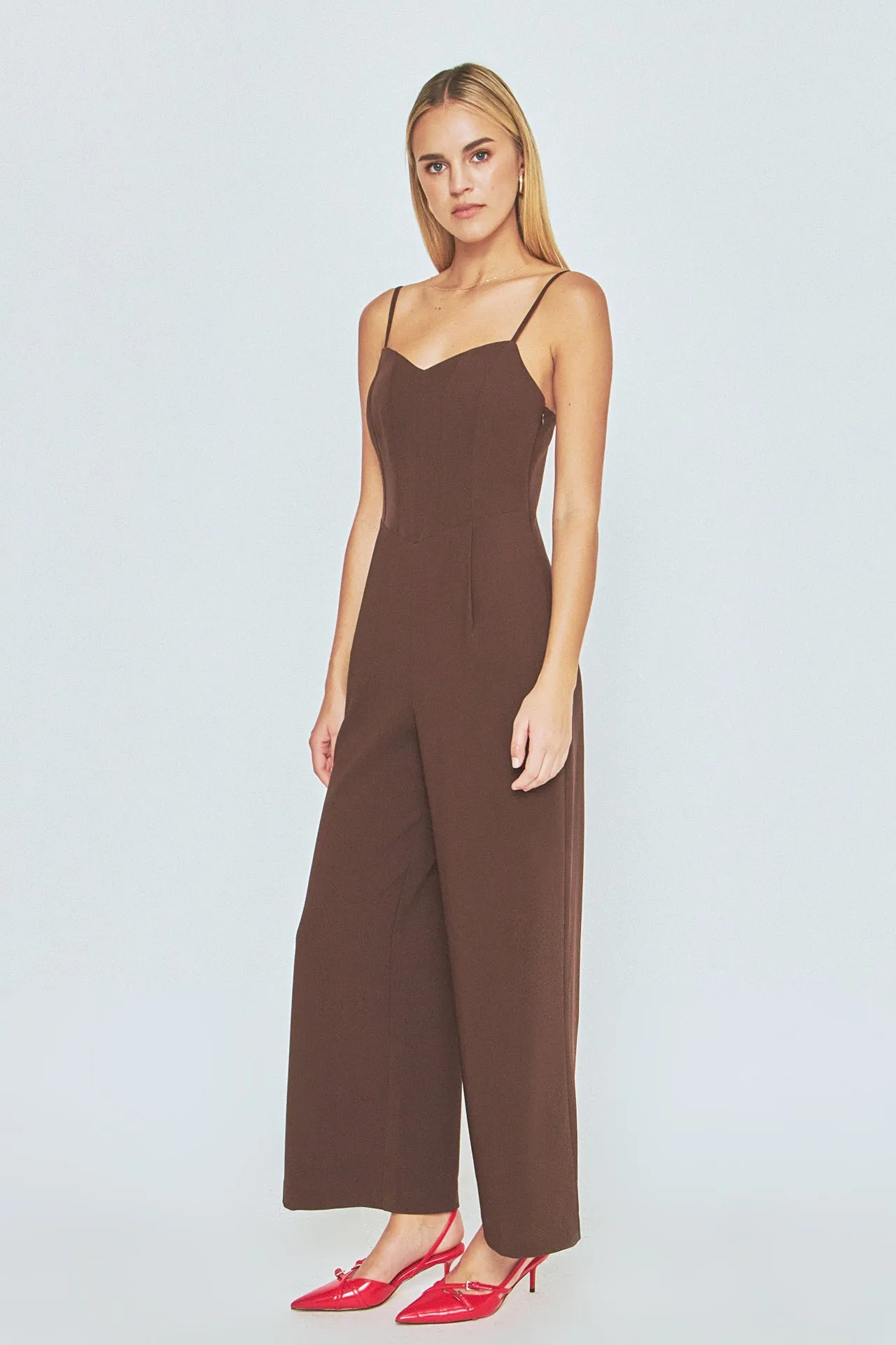 Endless Rose - Adjustable Bustier Wide Leg Jumpsuit