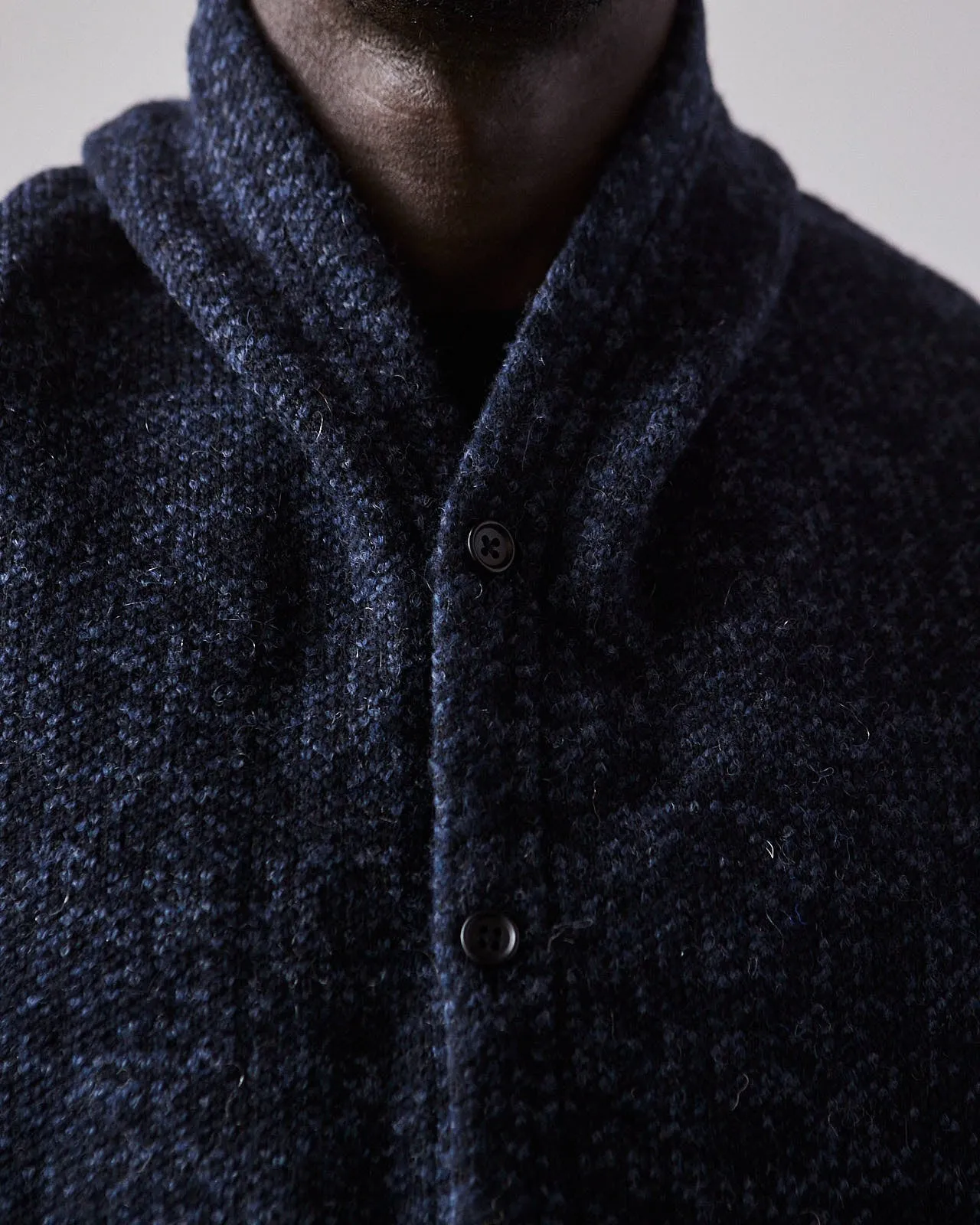 Engineered Garments Button Shawl, Heather Navy Sweater Knit