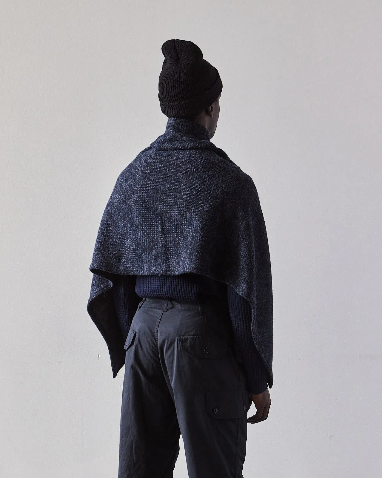 Engineered Garments Button Shawl, Heather Navy Sweater Knit