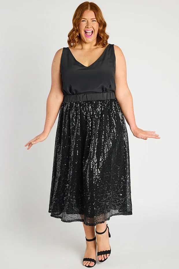 Eras Black Sequin Skirt