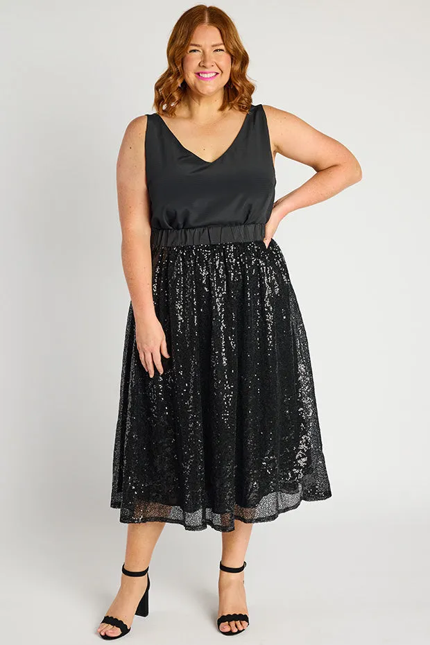 Eras Black Sequin Skirt