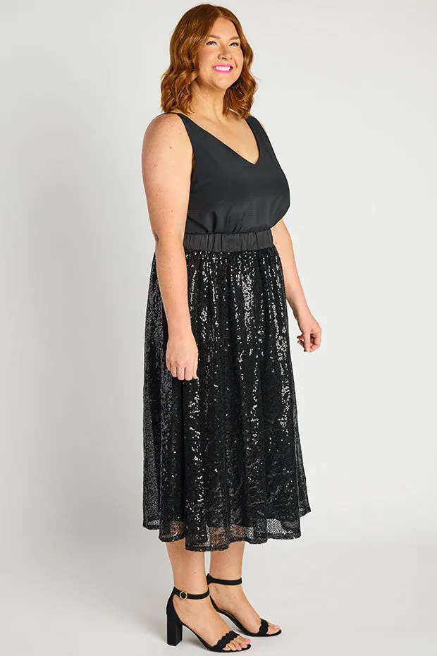 Eras Black Sequin Skirt