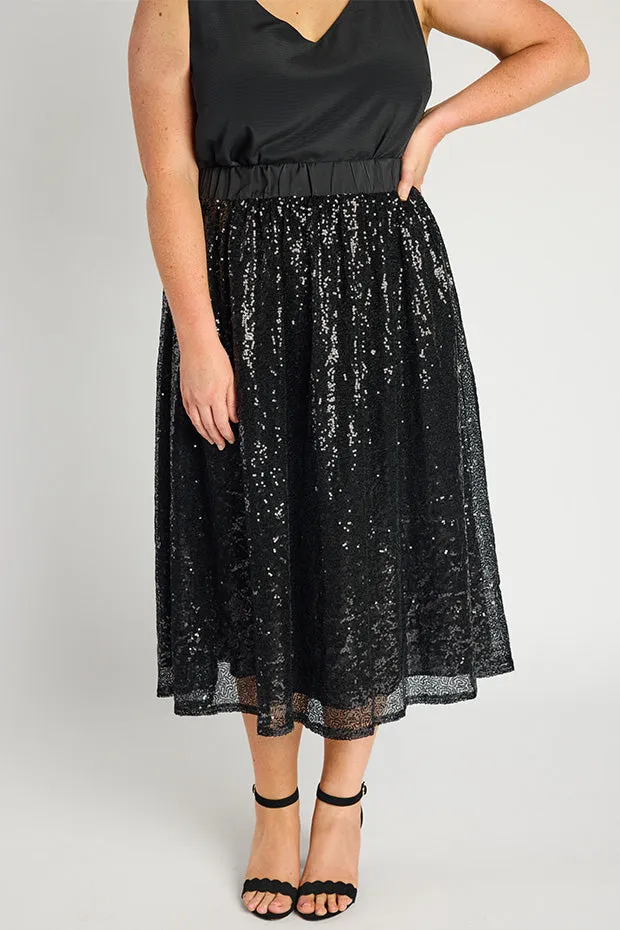 Eras Black Sequin Skirt