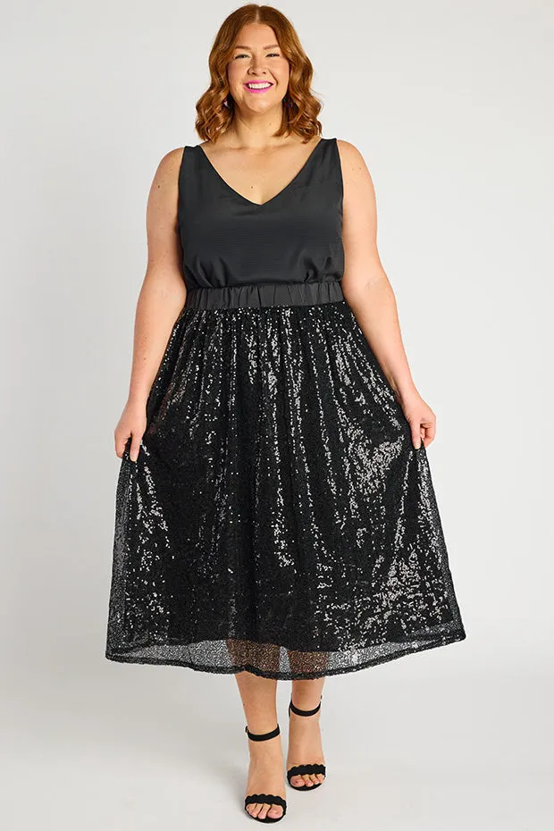 Eras Black Sequin Skirt