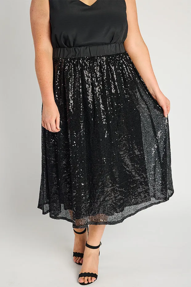 Eras Black Sequin Skirt