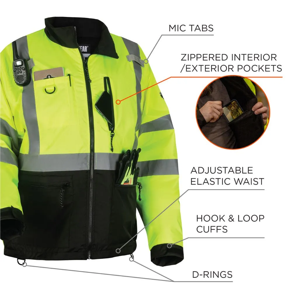 Ergodyne 23428 #8351 4XL Lime Hi-Vis Windbreaker Water-Resistant Jacket