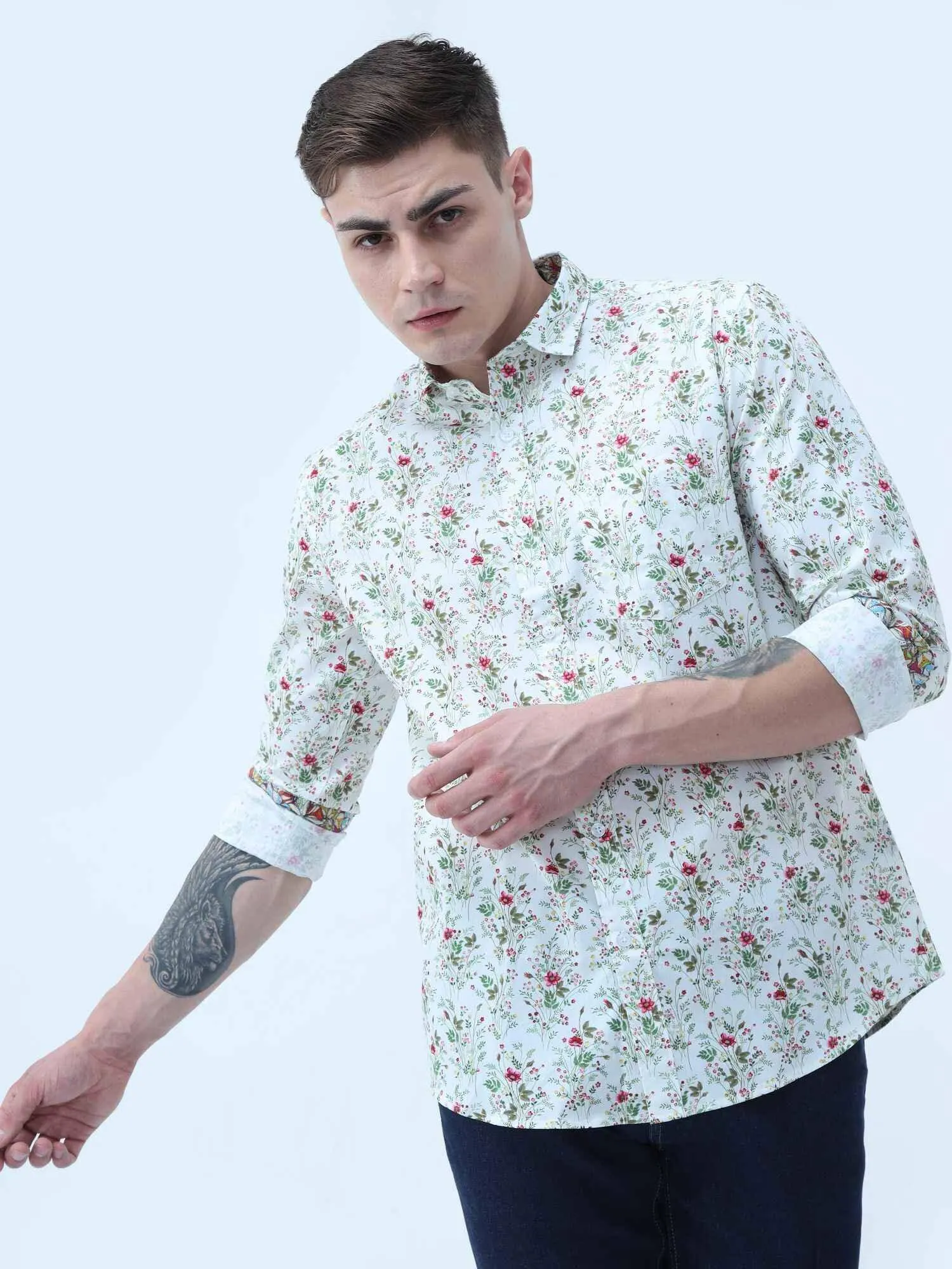 Flora Bunch Digital Printed Full Shirt