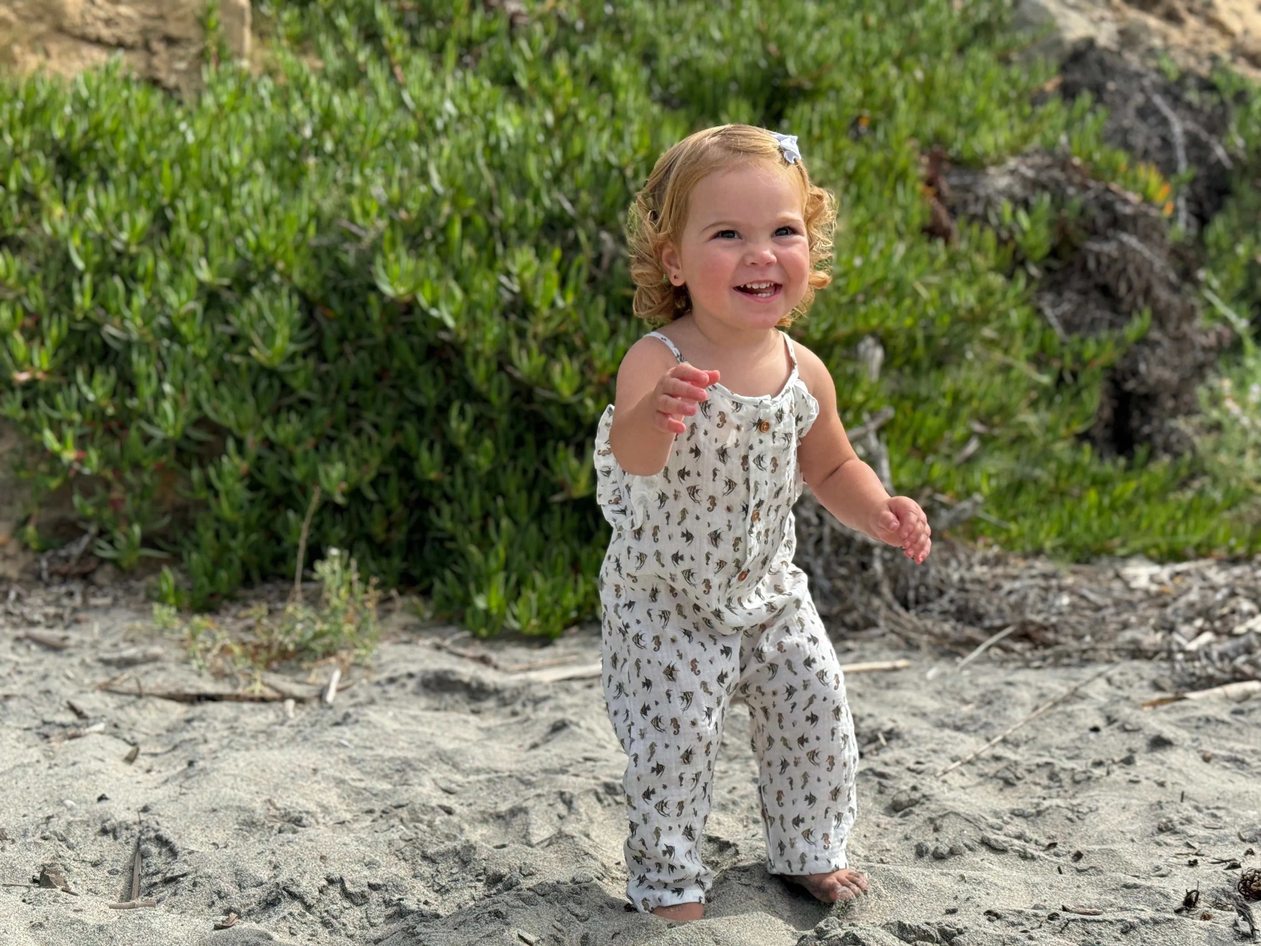 Flora Romper in White Seahorses