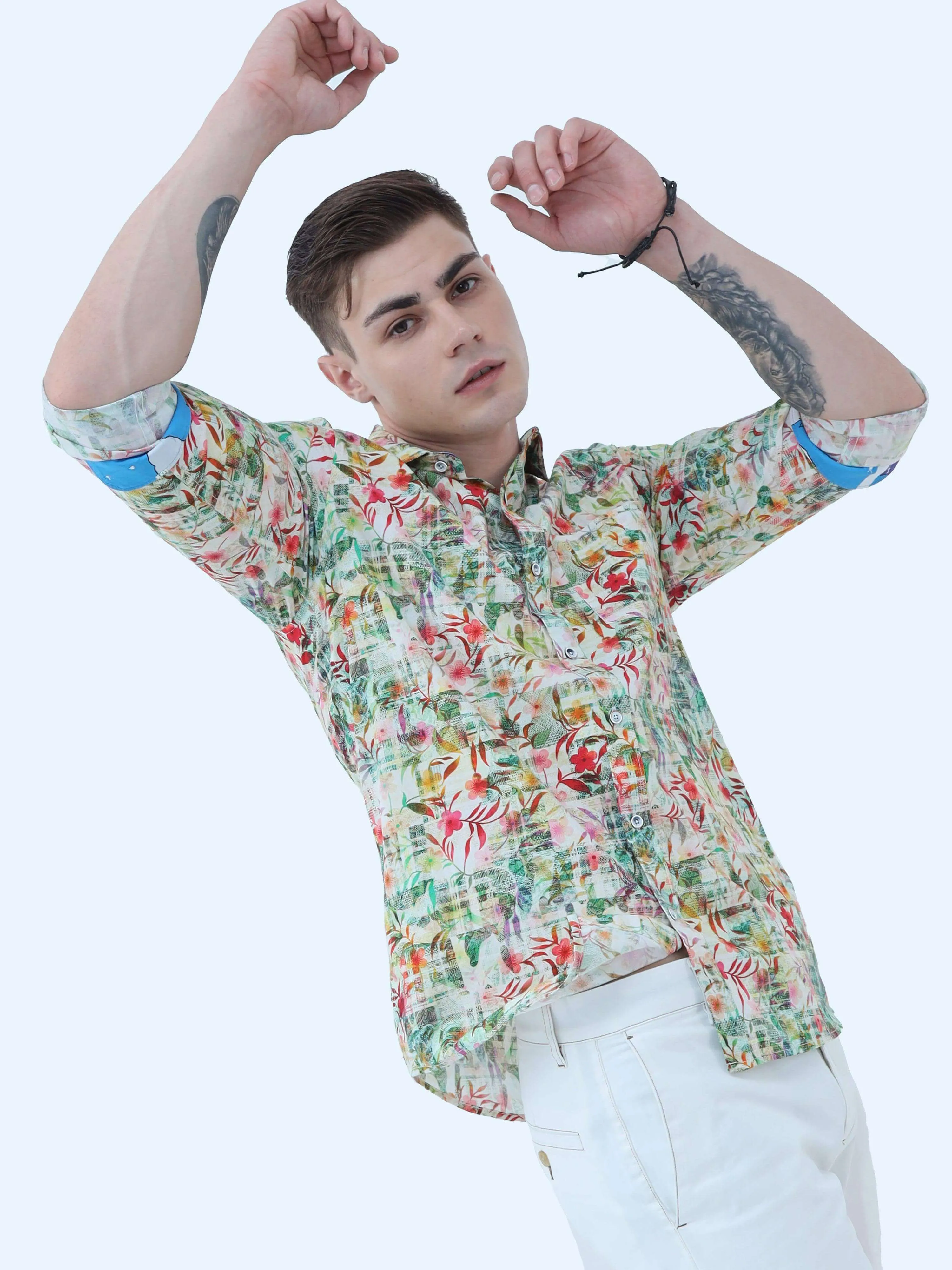 Flower Play Digital Printed Full Shirt