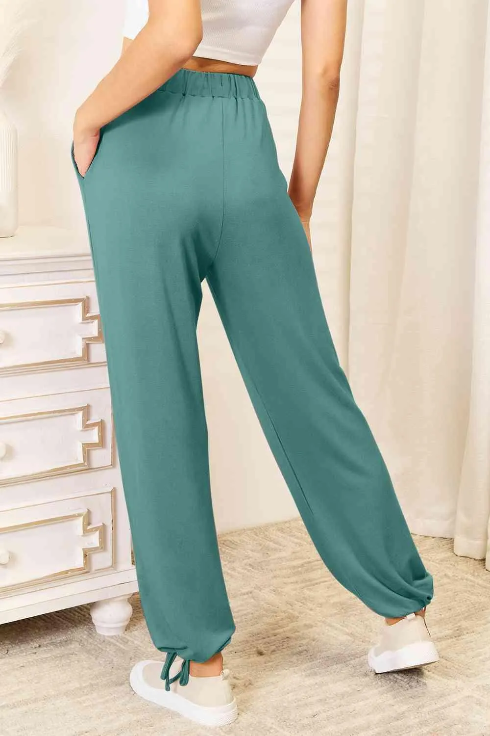 Full Size Soft Rayon Drawstring Pants with Pockets