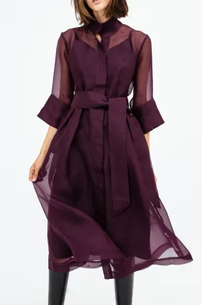 GABRIELLE DRESS IN SILK ORGANZA BORDEAUX