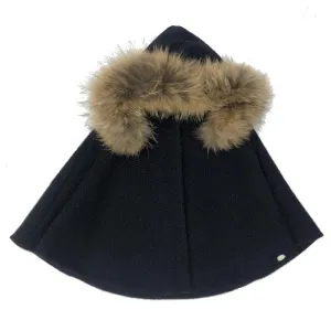 Girls Navy Wool Cape