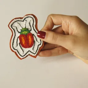 Hand Embroidered Sew On Patch Red Leaf Beetle Chrysomelidae Entomology