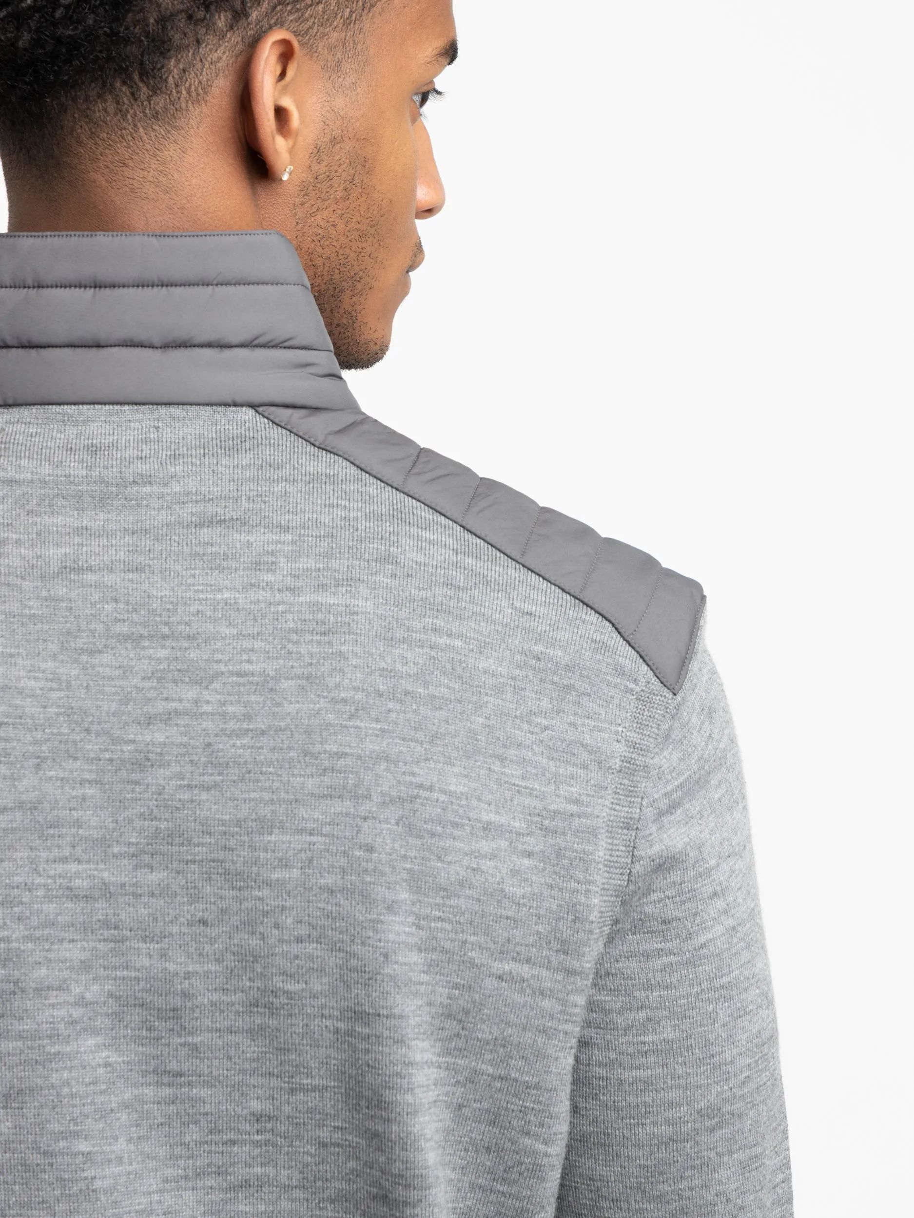 Heather Grey Hybrid Quarter-Zip Mockneck Sweater