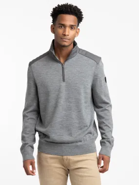 Heather Grey Hybrid Quarter-Zip Mockneck Sweater