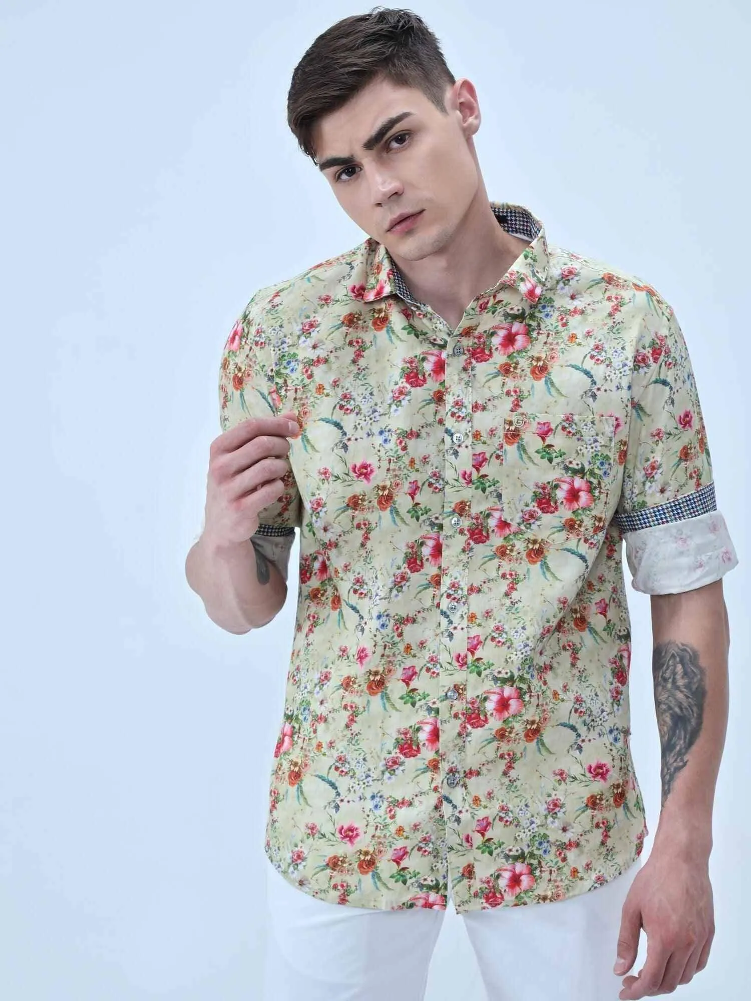 Hibiscus Beauty Digital Printed Full Shirt