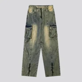 High-waist cargo jeans
 for men