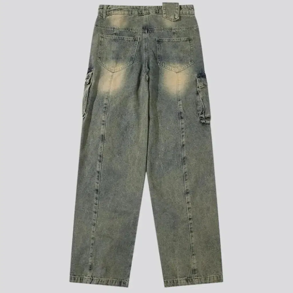 High-waist cargo jeans
 for men