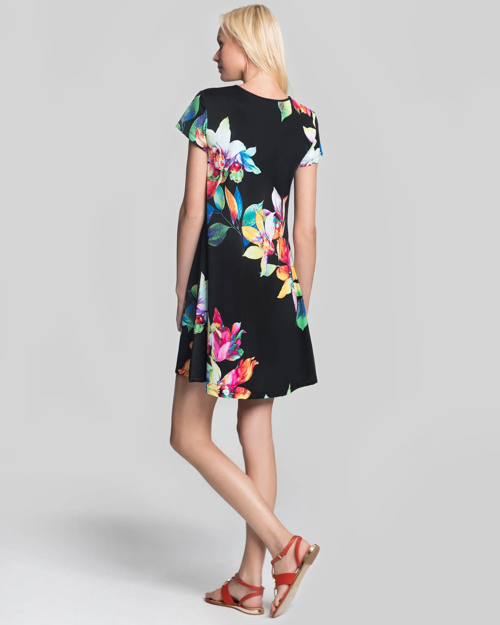 Ibiza T-Shirt Dress in Black Tropical